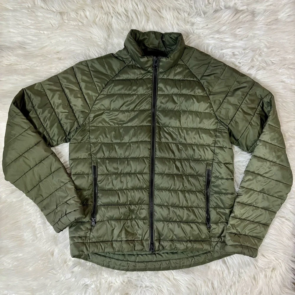 Everlane ReNew Lightweight Quilted Puffer Jacket Zip Up Army Green Packable XS
